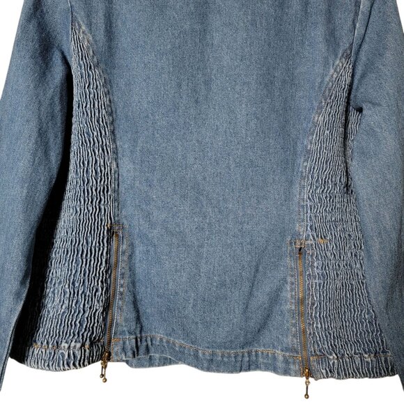 Vintage Nancy Bolen City Girl Smocked Denim Cowgirl Rodeo Western Jacket Size 12 - Picture 7 of 11